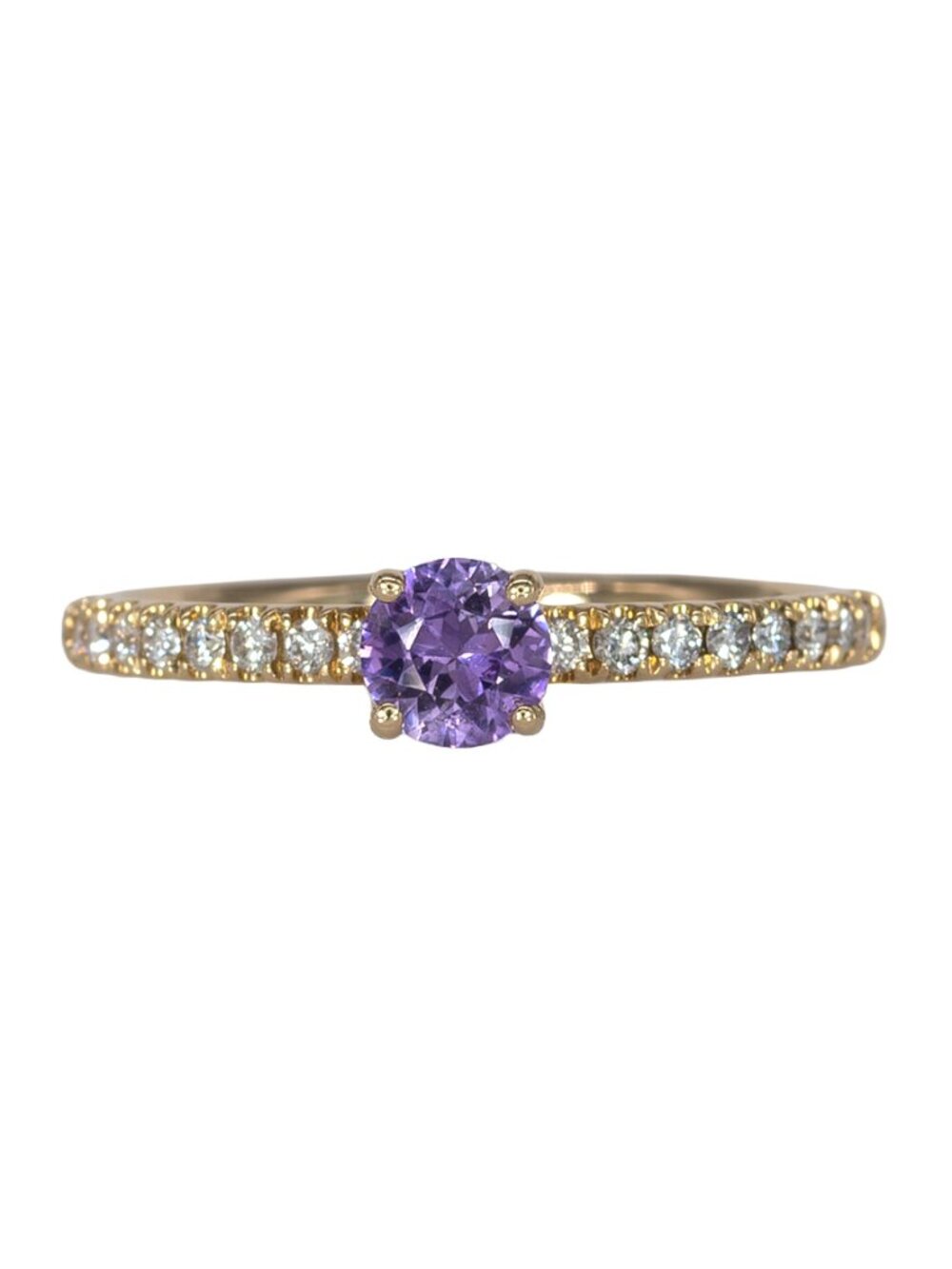 0.43 Ct Ceylon Purple Sapphire & Natural Diamond Accent Ring in Solid 14K Gold